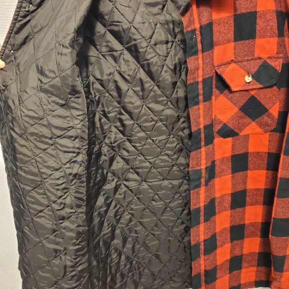 Vtg 70s Sears Quilted Flannel Shirt Shacket Jacket Mens XL/XT Tall Red Black - Picture 4 of 7